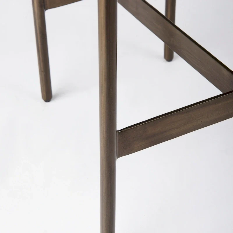 Millie Black Genuine Leather Seat with Nickel Metal Frame Counter Stool
