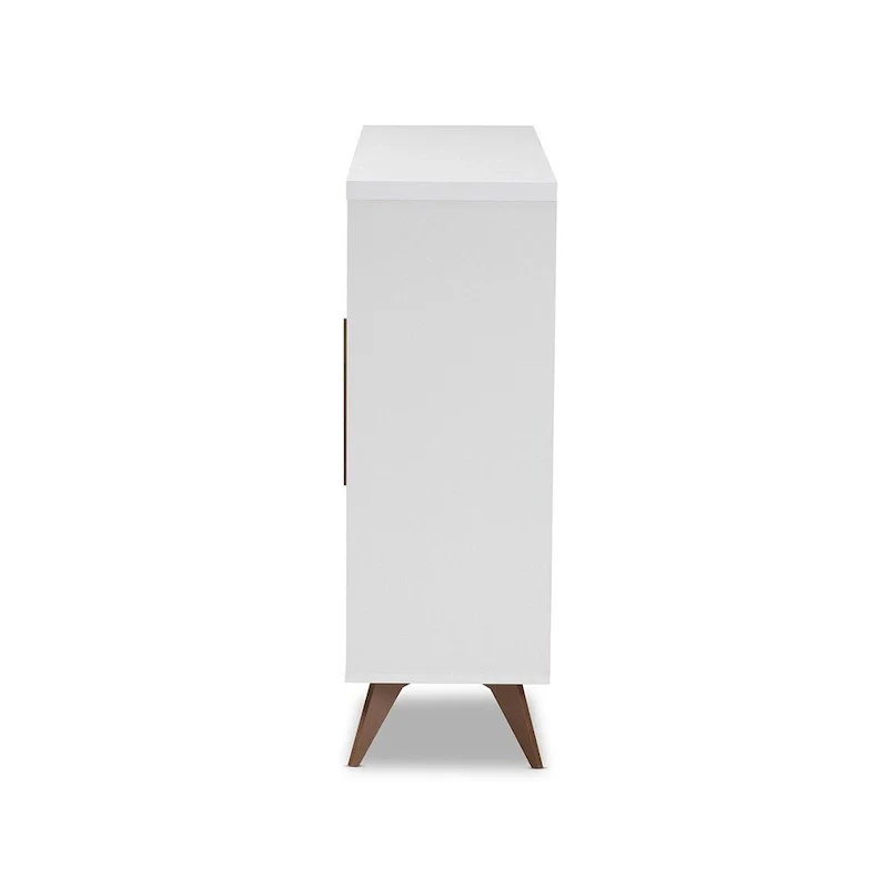 Dark Grey & Oak / White Brown Mid-Century Wine Cabinet with 24-Bottle Rack