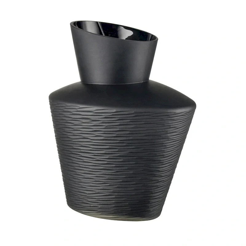 Elk Home Tuxedo Black Finish Glass 12 Inch Wide Vase