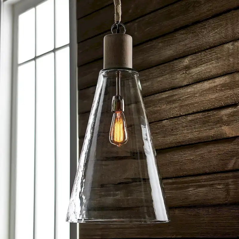 Anselm Pendant Whitewash Finish - 14.5 x14.5 x27