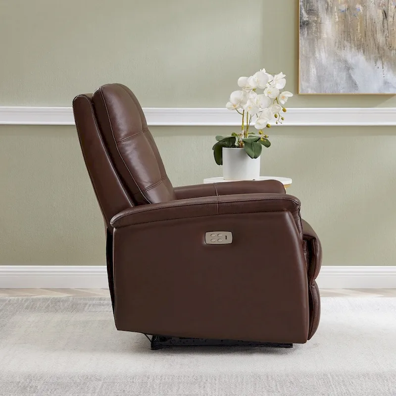 Hydeline Logan Power Headrest Top Grain Leather Recliner Chair