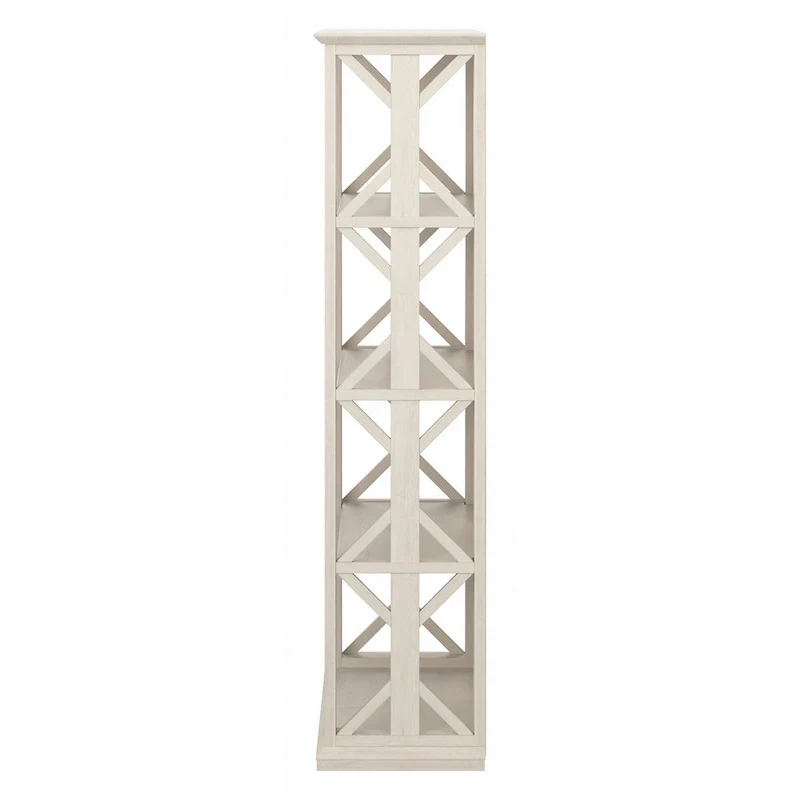 4-Shelf Bookcase in Linen White Oak / Driftwood Gray – 2 Adjustable Shelves
