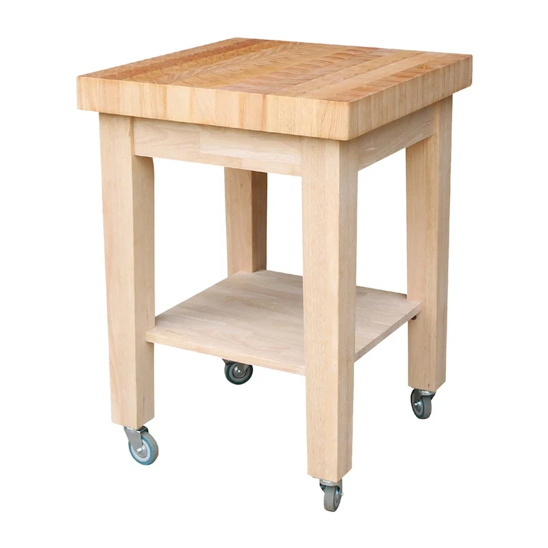 Copper Grove Lakeland Unfinished Solid Parawood Kitchen Island Cart