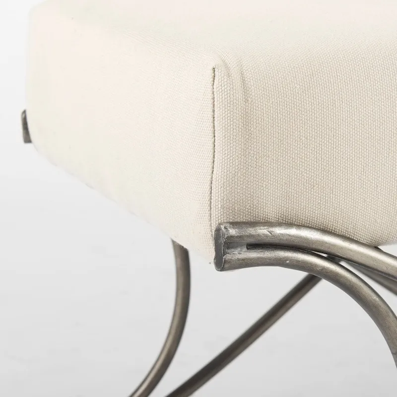 Ayla Gray Fabric Seat w/ Dark Nickel Metal Frame Bench