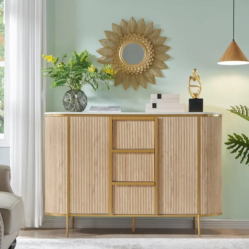 54 Modern Fluted Buffet Cabinet, Buffet Table, Coffee/Wine Bar