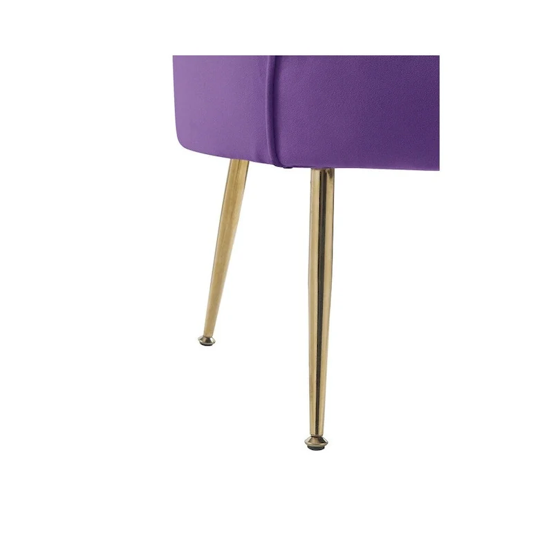 Velvet Scalloped Back Barrel Accent Chair with Metal Legs