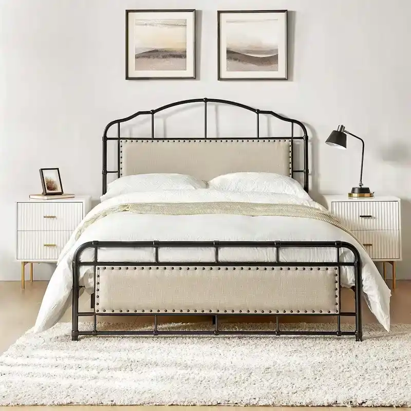 Eufemia Industrial 62 High Headboard Platform Metal Bed Frame by HULALA HOME