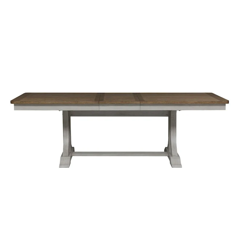 Farmhouse Reimagined Antique White with Chestnut Trestle Table