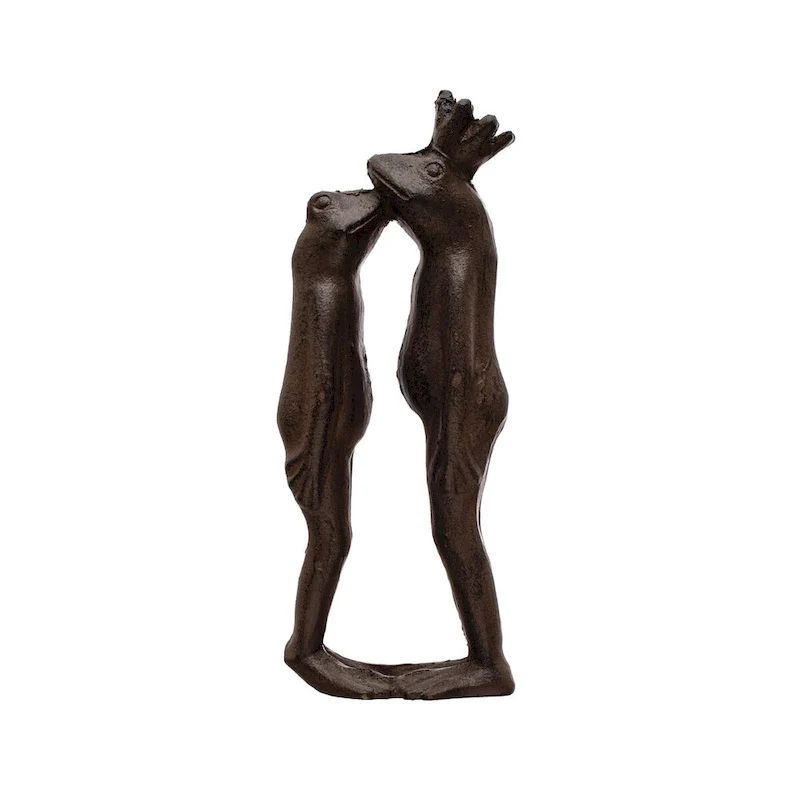 Decorative Cast Iron Kissing Frog Prince Figurine - 3.3 L x 2.3 W x 8.6 H