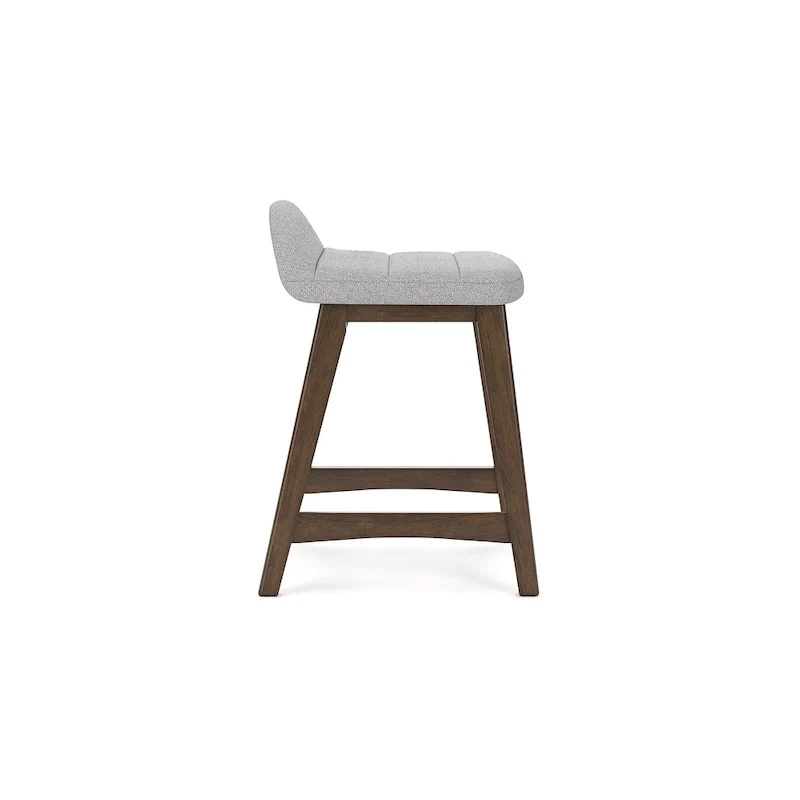 Counter Height Bar Stool, Set of 2, Mid-Century, Polyester, Foam Cushion, Hardwood Frame, Seats 2, Charcoal/Teal/Grey/Yellow