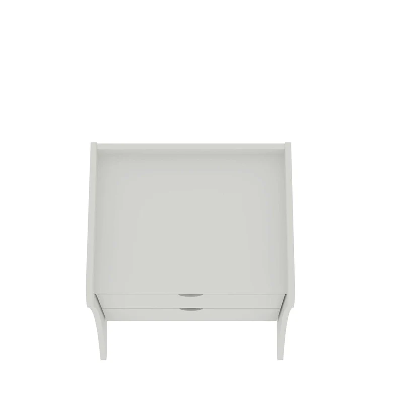 Mid-Century Modern 2-Drawer Nightstand, MDF, Curved Legs, 19.68