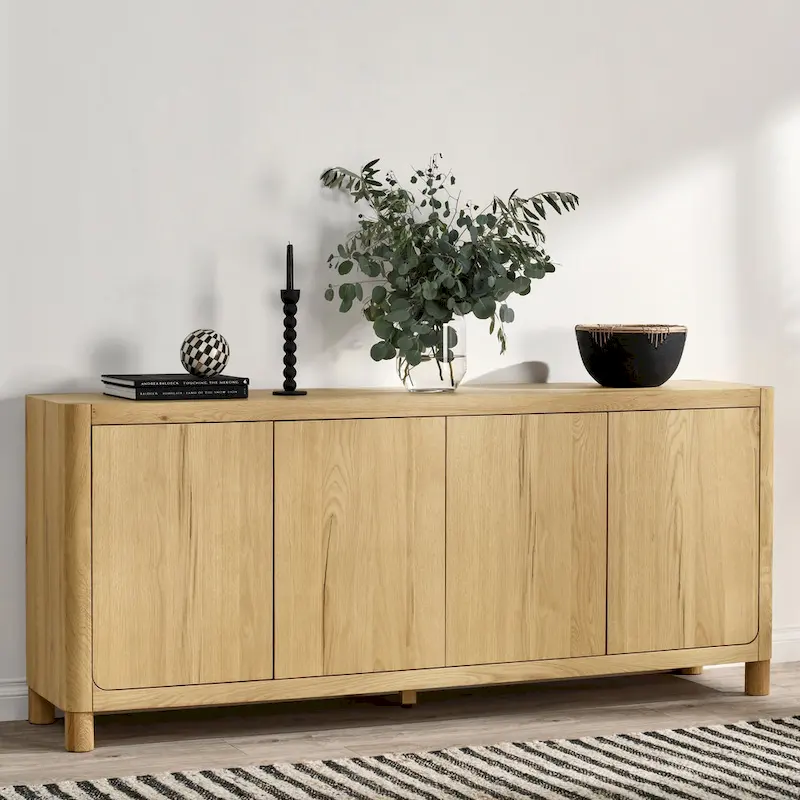 Classic Home Orlando 4-Door Oak Buffet - 80Wx22Dx33H