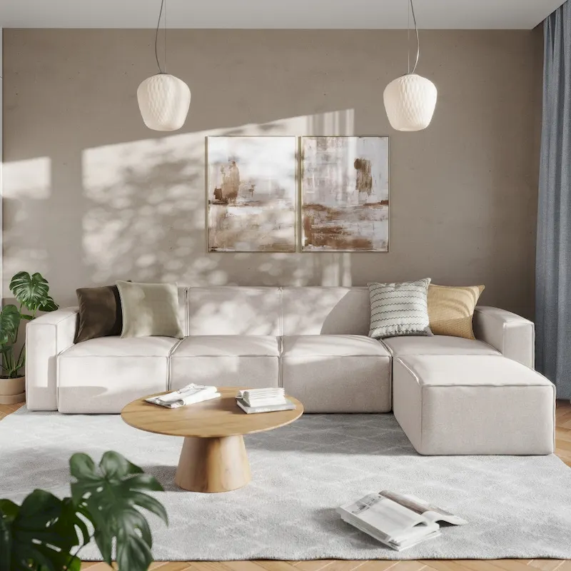 Contemporary 5 Piece Modular Sectional Sofa with Ottoman
