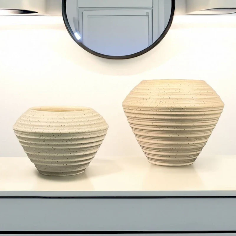 Set of Two Speckled Ceramic Flower Pots