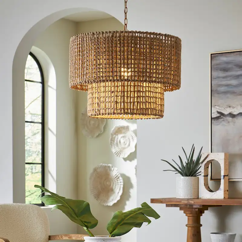 Uttermost Biswas Woven Jute 1 Light Pendant - 19 H x 24 Dia.