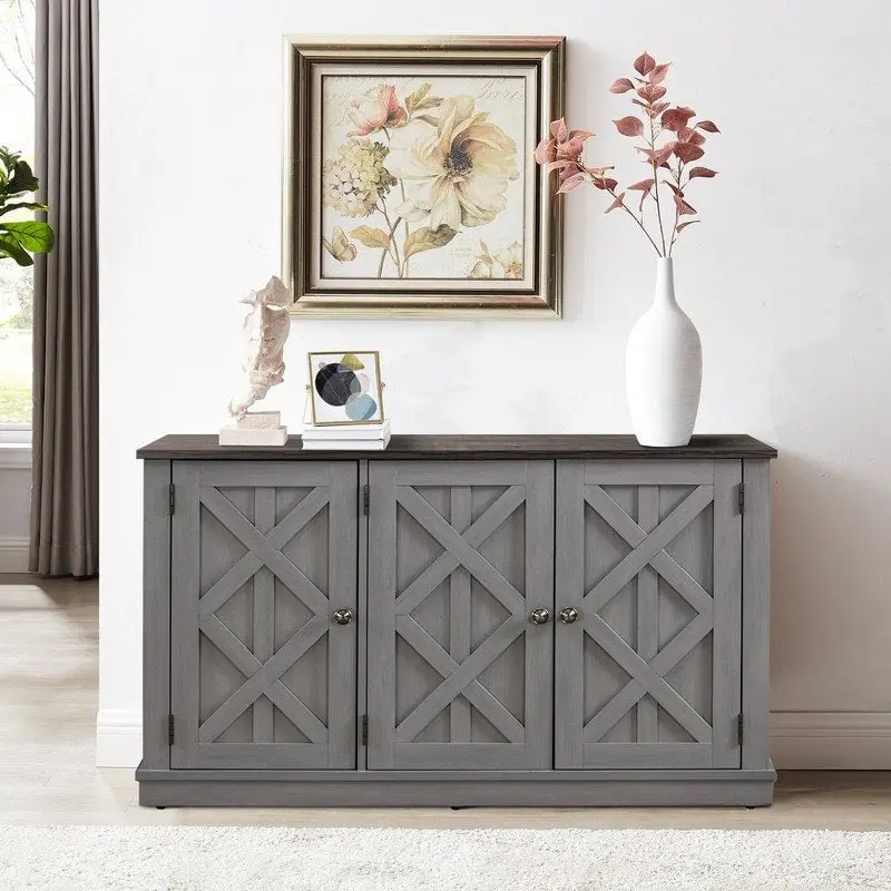 48 Rustic Wood Finish Buffet Cabinet with 3 Doors - Ample Storage - 48 in Width