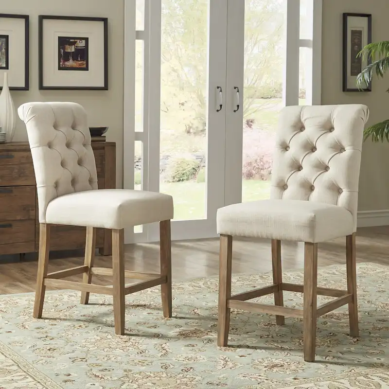 Benchwright Premium Tufted Rolled Back Counter/ Bar Height Stools (Set of 2) by iNSPIRE Q Artisan
