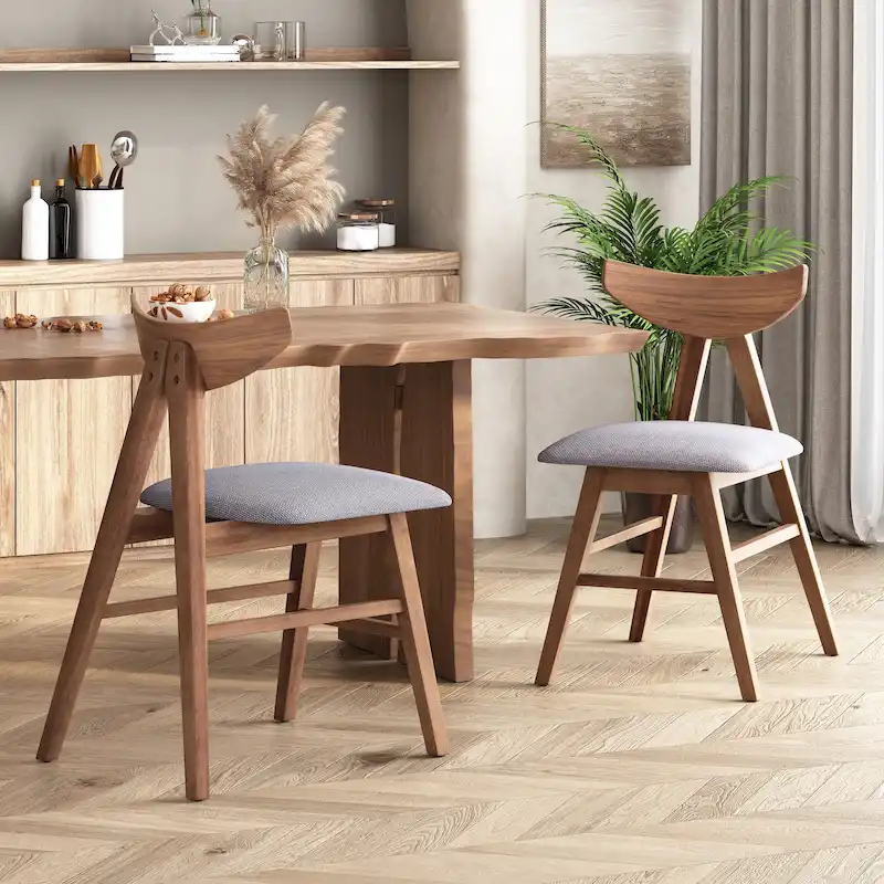 Stocker Fabric and Rubberwood Dining Chairs (Set of 2) by Christopher Knight Home