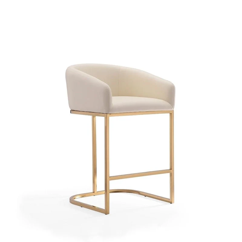 Manhattan Comfort Louvre 36 in. Titanium Gold Stainless Steel Counter Height Bar Stool