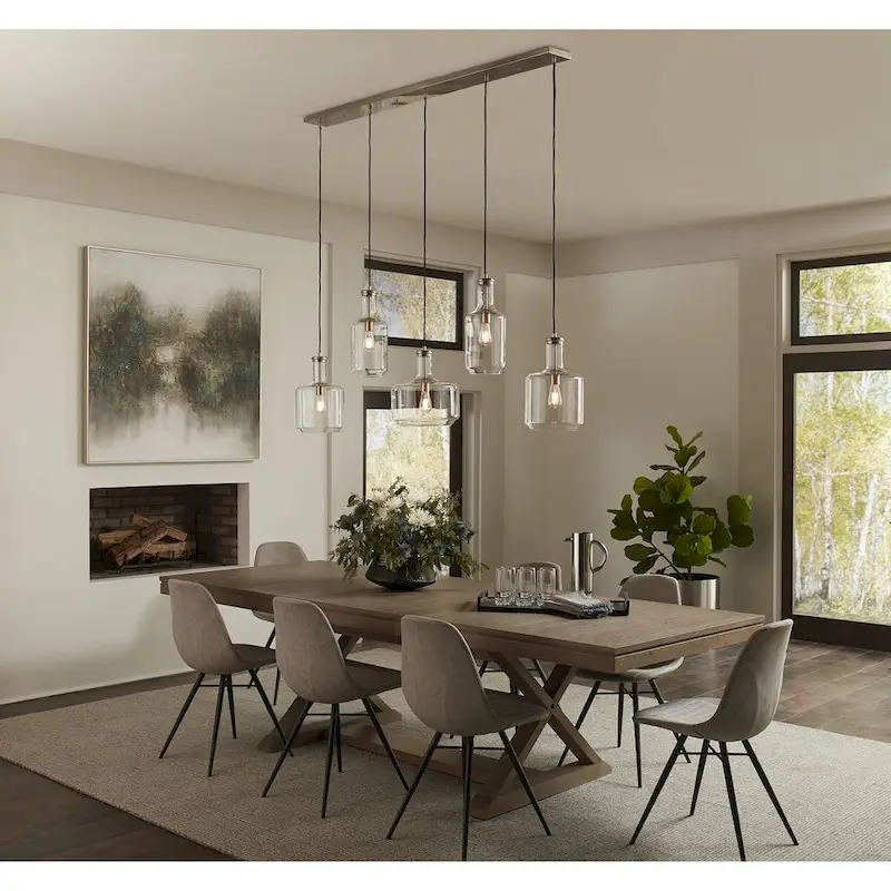 Latrobe Collection One-Light Brushed Nickel Clear Glass Coastal Pendant Light - 12.25 in x 12.25 in x 14 in