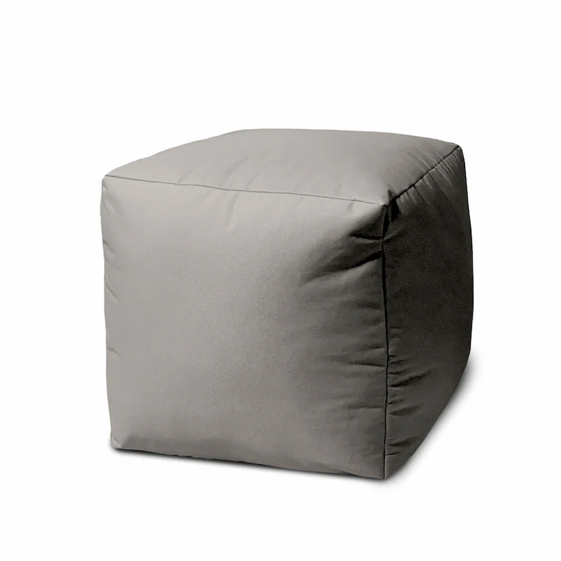 HomeRoots 17  Cool Steely Silver Gray Solid Color Indoor Outdoor Pouf Cover - 17' X '17' X '1