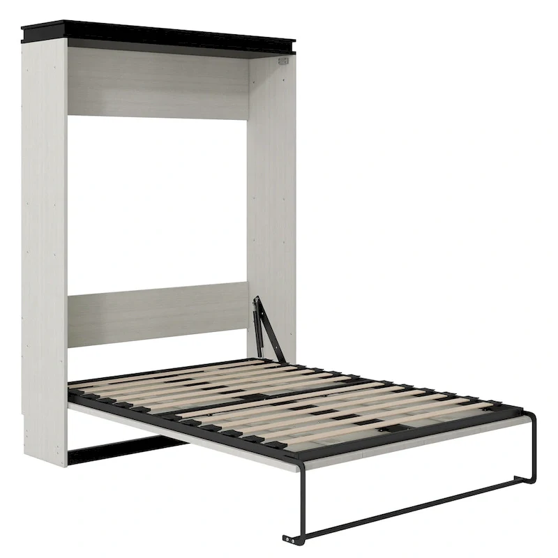 Black White Full Size Upholstered Bed with Piglet Headboard and Slide