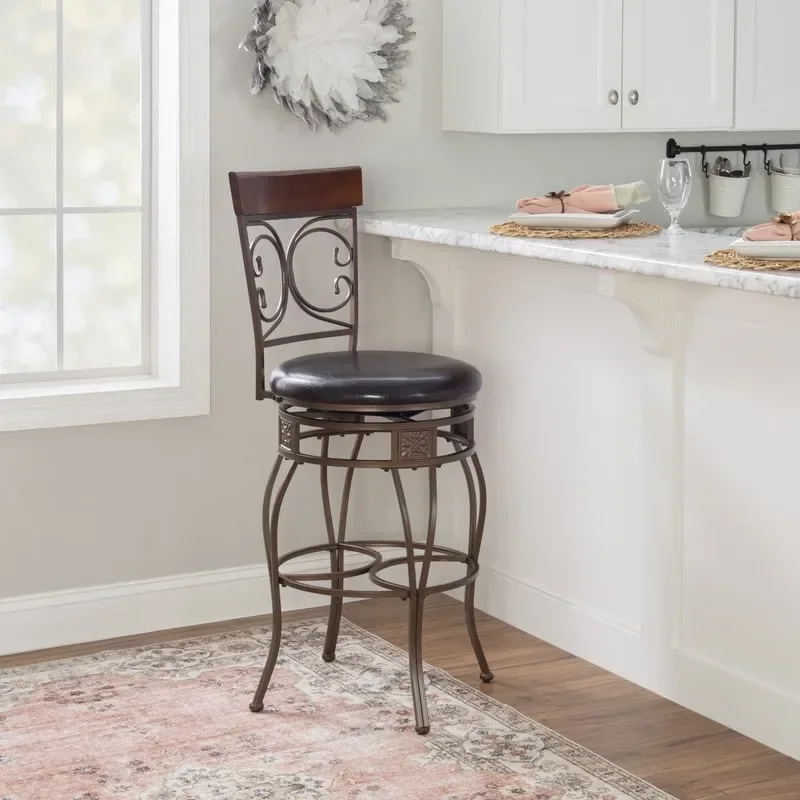 Onyx Big & Tall Metal Scroll Swivel Barstool