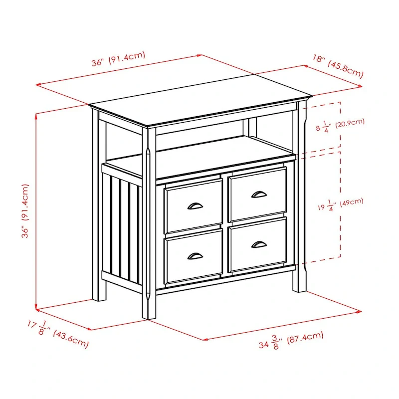 Buffet Cabinet, Black - 36 x 18.03 x 35.98 inches - 36 x 18.03 x 35.98 inches