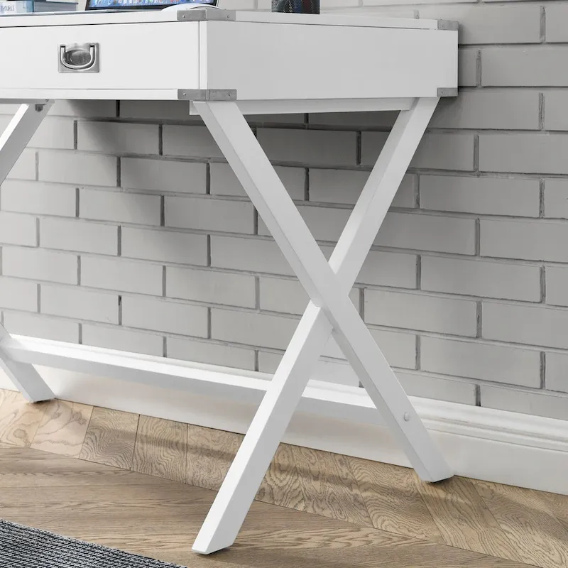 Computer Desk with Drawers, MDF Top & Solid Wood Legs, 42