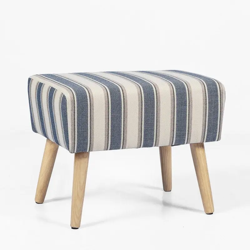 Adeco Ottoman Foot Rest Stool with Wood Legs