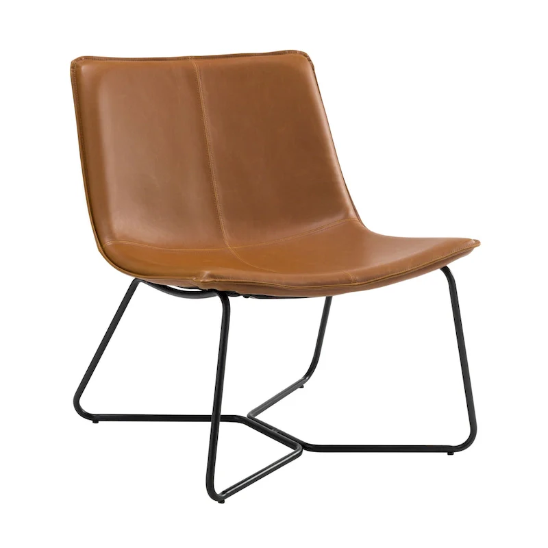 Upholstered Faux Leather Slope Lounge Chair