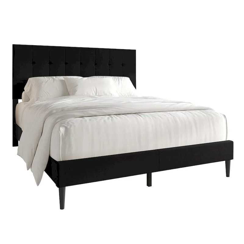 CraftPorch Clean-Lines Stitching Linen Upholstered Bed