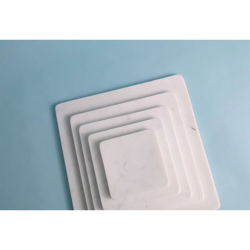 Lg. Square Marble Platter 12  x 12  - White