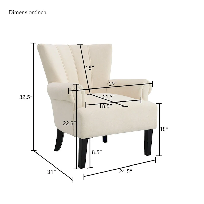 Beige Modern 29 Arm Chair with Channel Back