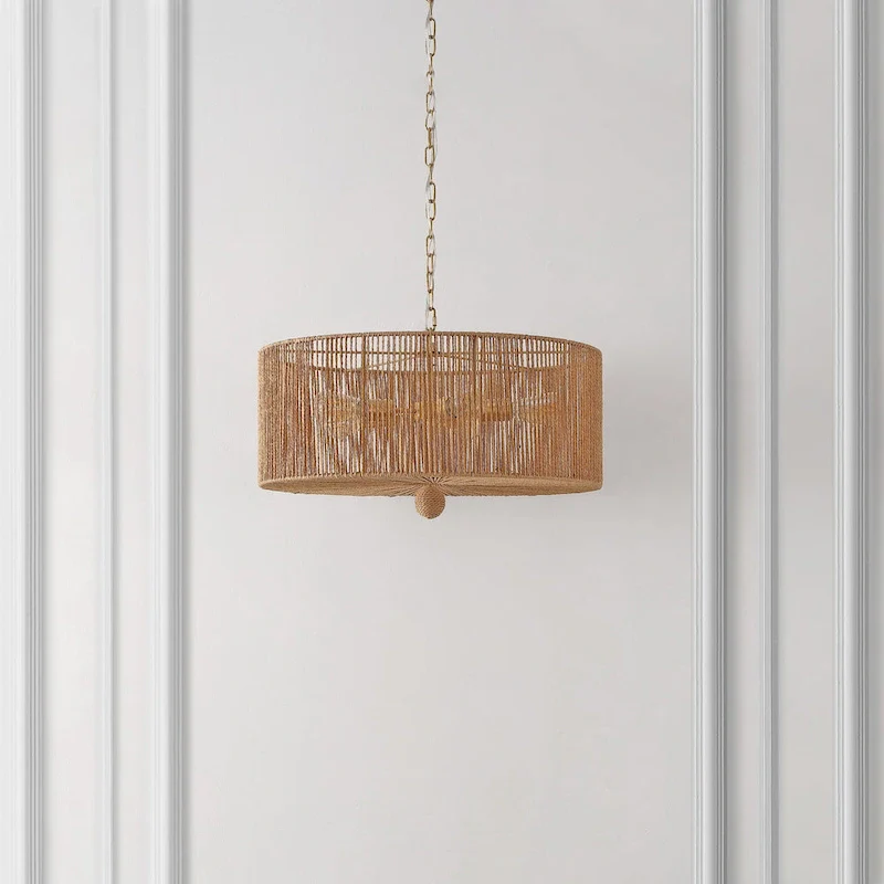 SAFAVIEH Lighting Crystele 5 Light 24  Pendant - 24  x 24  x 19-78  - withD/H - Natural/Gold - 24Wx24Dx78H