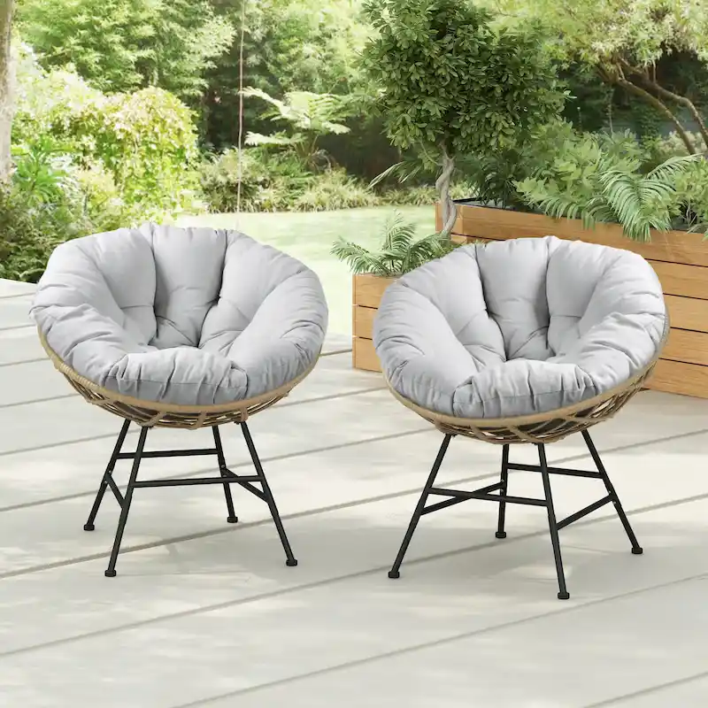 Kauai Palos Outdoor Wicker Lounge Chair With Cushion (Set of 2) by Christopher Knight Home