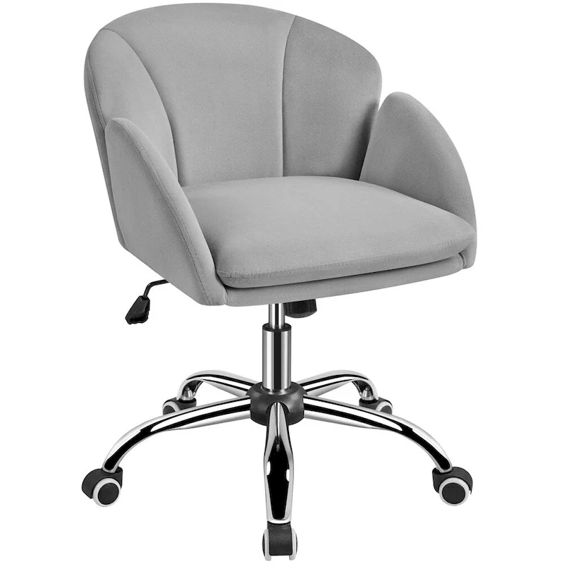 Velvet Swivel Rolling Desk Chair, Height Adj. 28.5