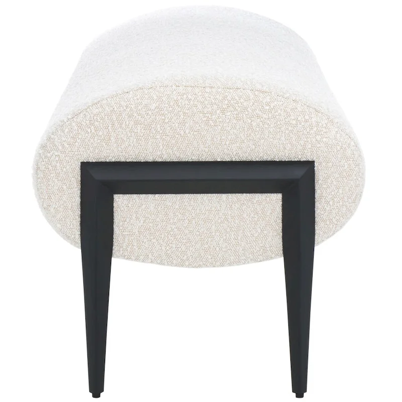 Upholstered Bench in Light Beige / Creme with Black Legs – Seats 2