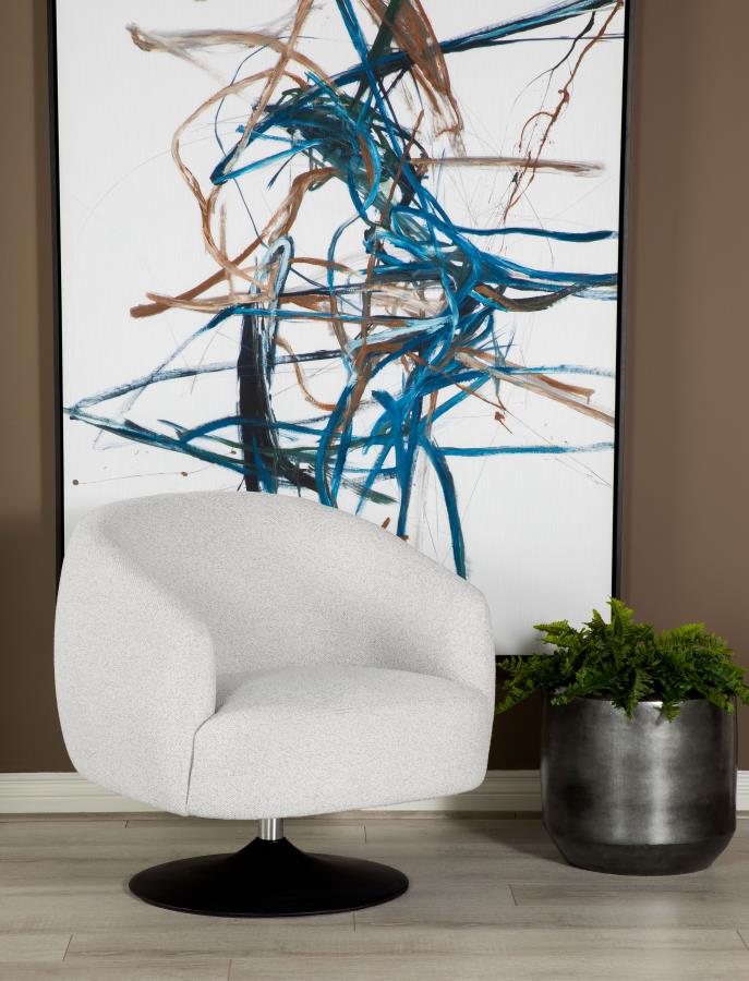 Beige Boucle Swivel Accent Chair