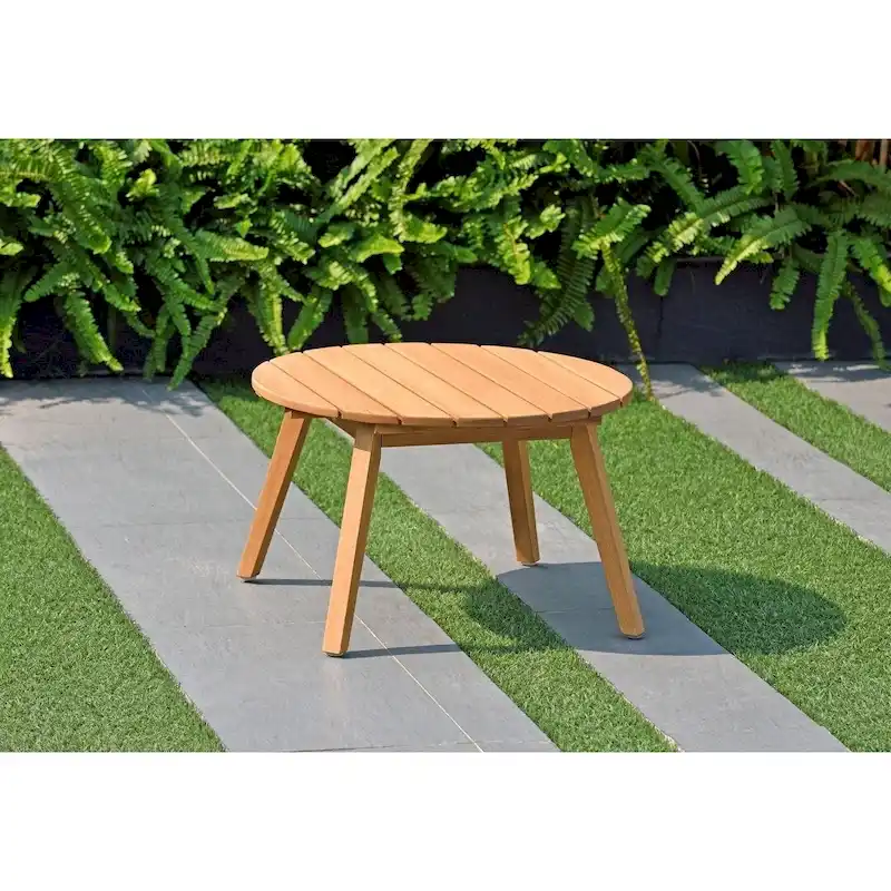 Amazonia Zanzibar Round Side Table with Teak Finish - 13  H x 20  L x 20  W