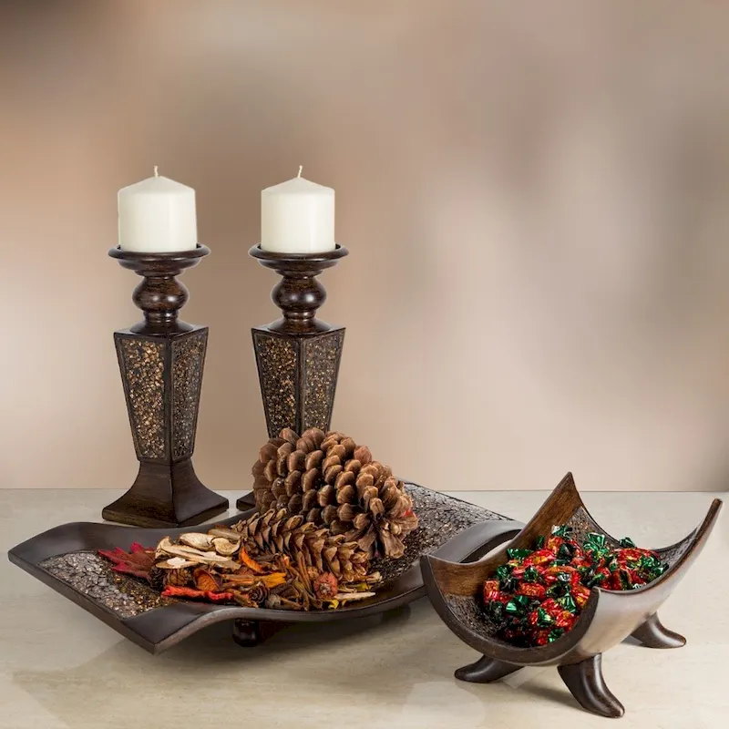 Creative Scents Schonwerk Decorative Walnut Color Centerpiece Dish