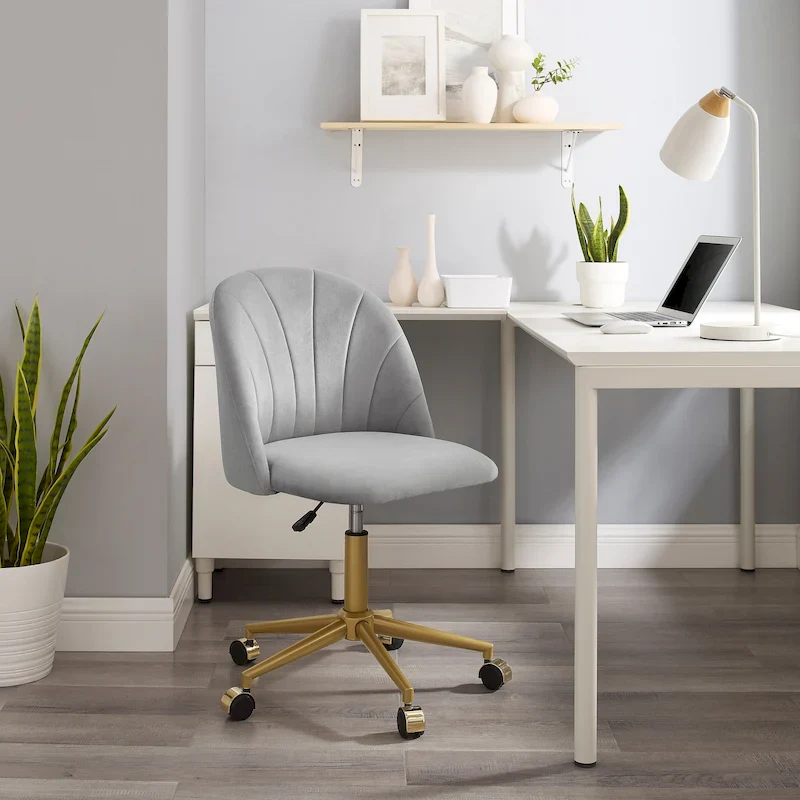 Aubrie Velvet Curved Swivel Desk Chair