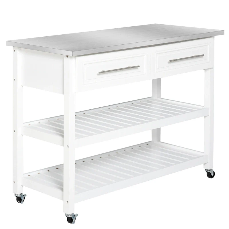 Kitchen Island With Stainless Steel Top(no include stool)