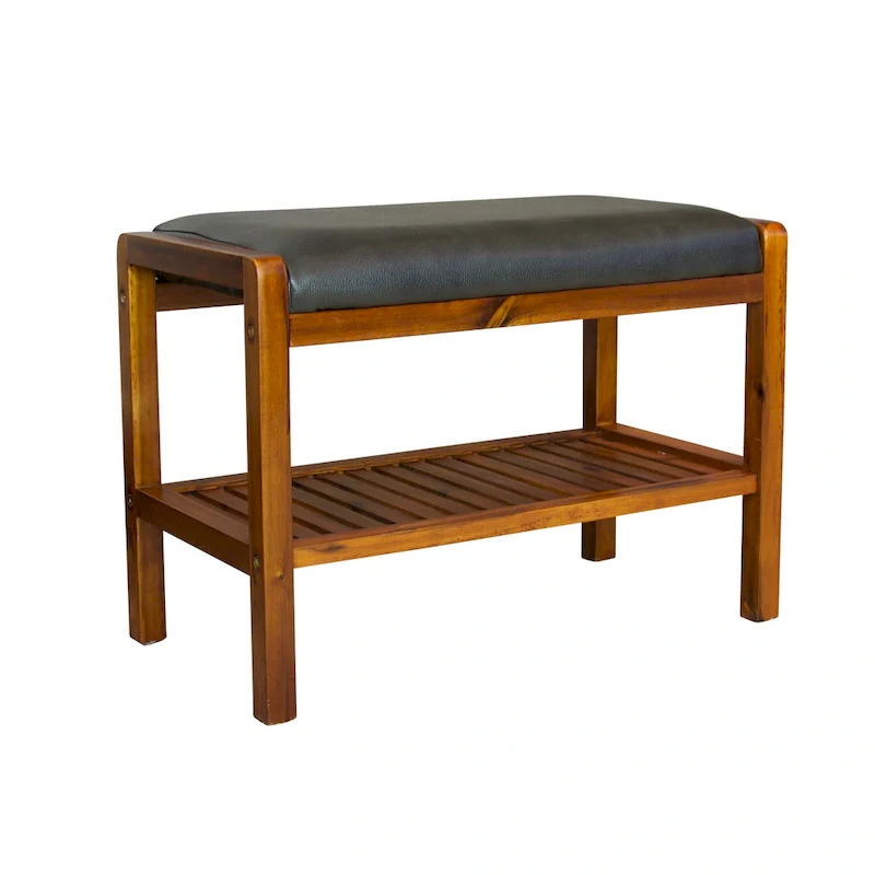 Solid Acacia Wood Padded Bench