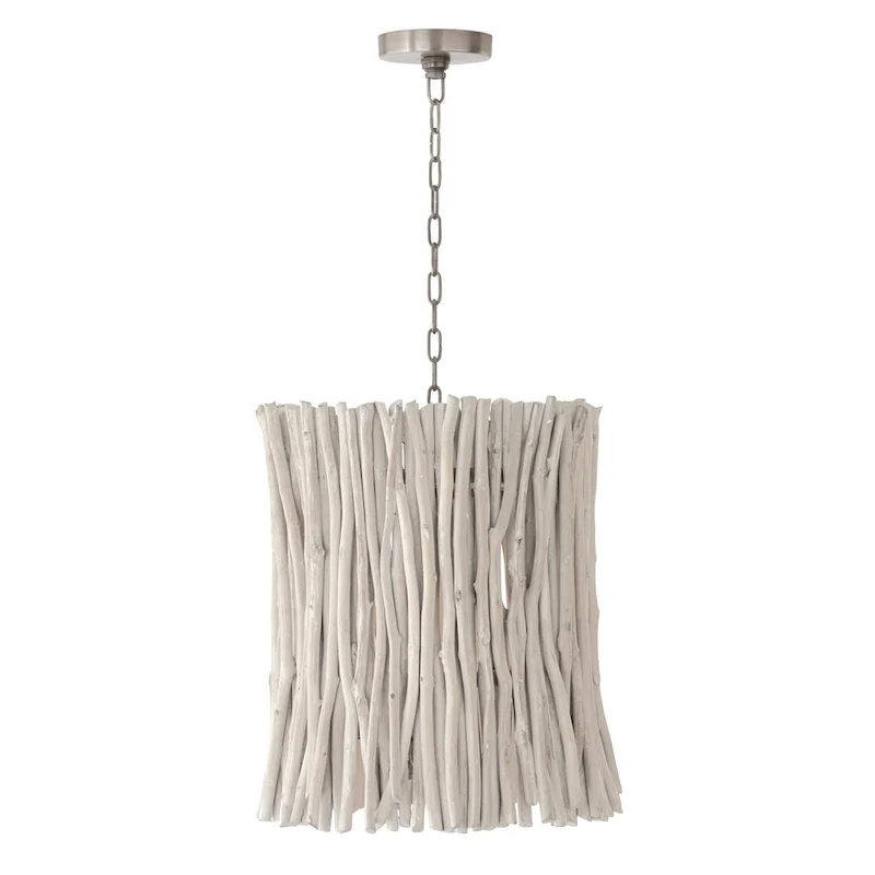 Cara 4-light Brushed Pewter Medium Pendant w/ Handcrafted Eucalyptus
