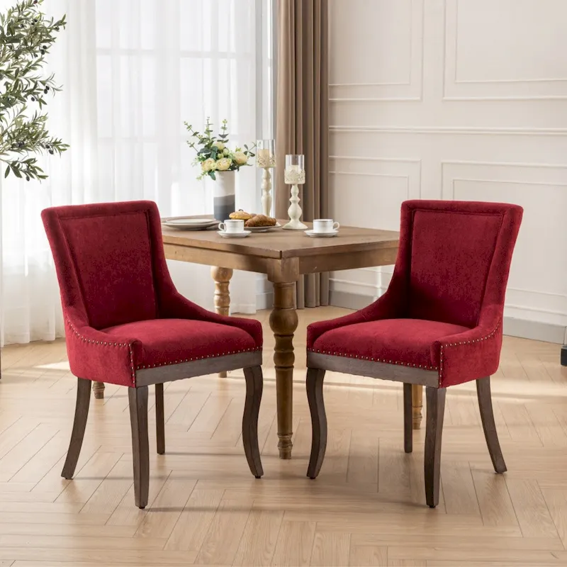 Set of 2 Ultra Side Dining Chairs with Wood Legs