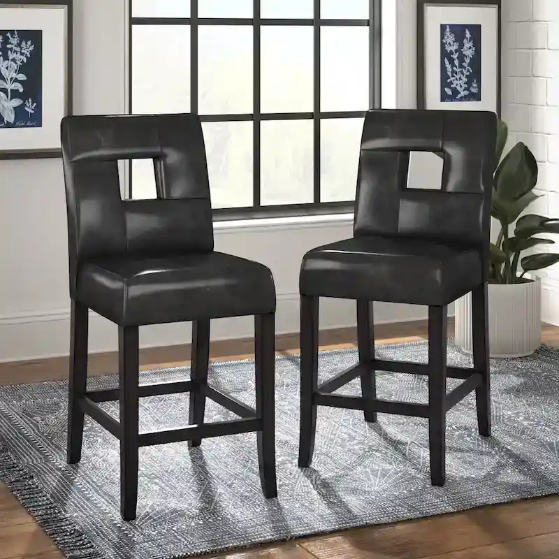 Brda Keyhole Counter Height High Back Stools (Set of 2) - Stool