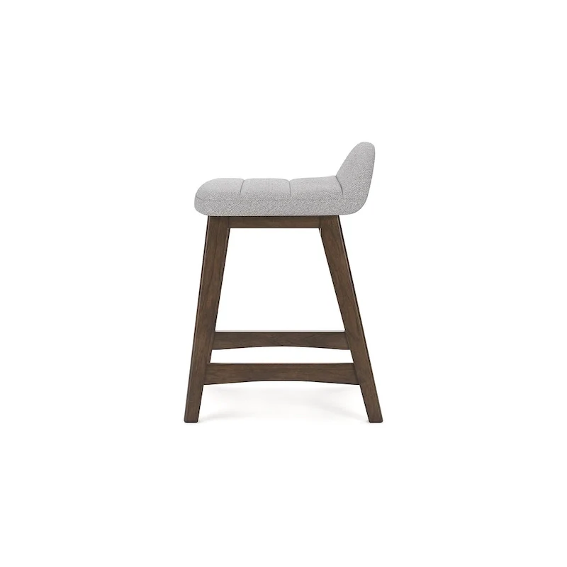 Counter Height Bar Stool, Set of 2, Mid-Century, Polyester, Foam Cushion, Hardwood Frame, Seats 2, Charcoal/Teal/Grey/Yellow