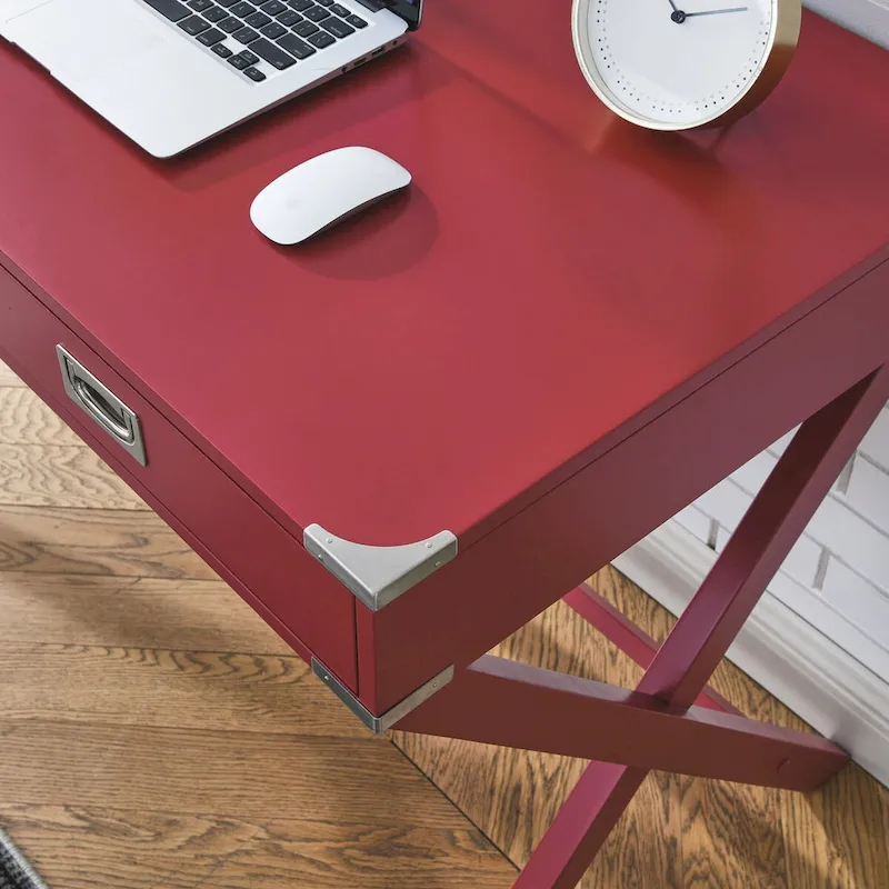 Computer Desk with Drawers, MDF Top & Solid Wood Legs, 42