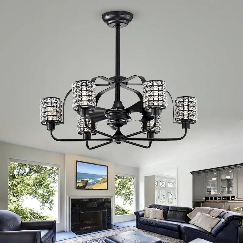 Silver Orchid Haver Matte Black 35-inch 3-Blade Candelier